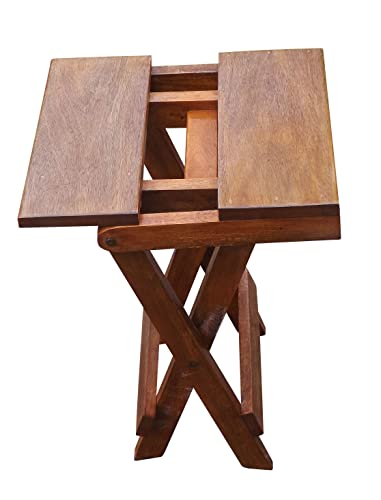 Green Breeze Imports Folding Gmelina Wood-Top Folding Stool/Table Mahogany Color #TOP4