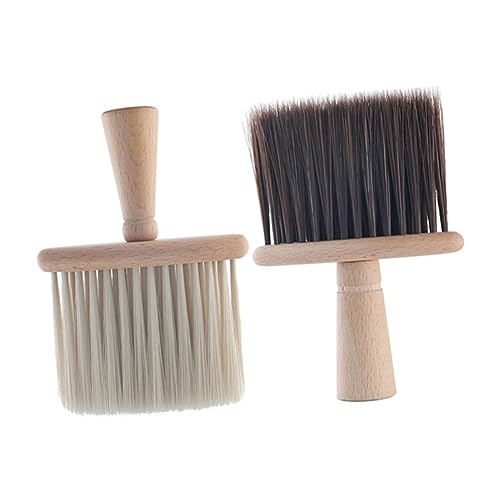 Housoutil Cepillo De Madera Para Mango Brocha Quitapelos Para Cortes De Cabello Salones y Cepillo De Limpieza De Cuello Madera Marrón