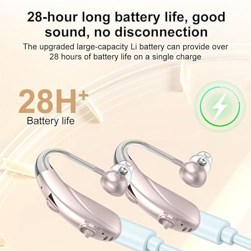 Image of FASTWELL F28-2 Unit for Both Ear Digital Advanced Rechargeable Hearing Aid for Adults with Hearing Loss | |Digital Noise Reduction | (Rose Gold-Pair) | 1-Year Warranty