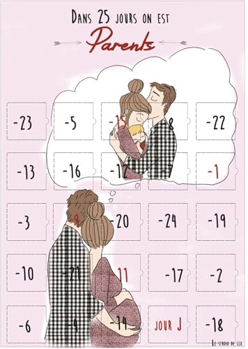 Calendrier Evenement | Calendrier de l'avant Naissance 25 jours | Cadeau de Naissance ou Baby Shower | Compte à rebours pour jeunes et futurs parents | 25 cases à ouvrir