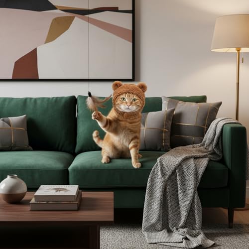 Süßes Katzenkostüm, Warmer Bärenhut, Süße Pandamütze für Katzen & Hunde, Weich, Verstellbar, Warm, Ideal Kleine Haustiere, Kostüm, Winterbekleidung für kleine Haustiere Welpen, Hunde (braun)