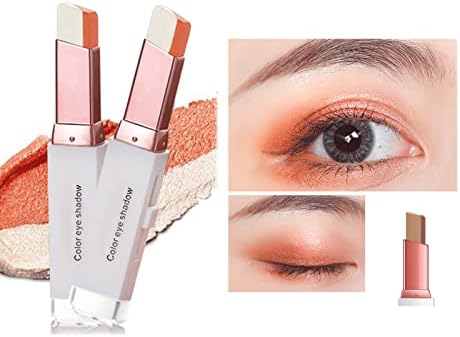 ROPALIA Eye Shadow Stick Double Colors Glitter Gradient Shimmer Eyeshadow Pen Eye Brightener Stick 2 Tone Makeup Korean