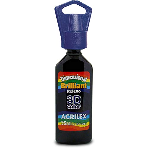 Tinta Relevo Brilhante Dimensional x 6 Unidades, Acrilex 12112-520, Multicor, 35 ml