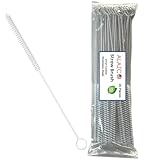 20 Premium Straw Cleaner Brush XL 12' Long & 3/8” Wide Straws Pipe Cleaning Brush Hummingbird Feeders Thick Shake Straws Coated Stainless Steel Nylon Bristles Flexible Handle