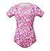 Somniumnight Adult Onesie Bodysuit for Women: Cute Stretchy Romper Snap Crotch - Kawaii Pajamas Soft Fit Gift for Sleepwear - Short Sleeve with Button Puppy Paw Print Pink M