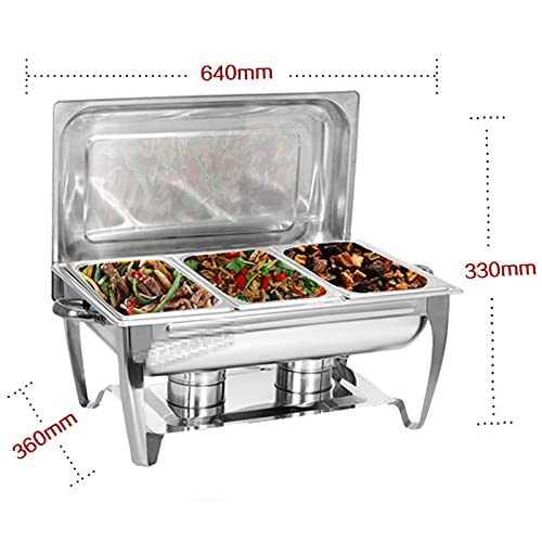LKJHG Edelstahl Chafing Dish Buffet Set, 9 L Rechteck Buffetwärmer Chafer Set Mit Deckel & Deckelhalter, Für Buffet… – Bild 7
