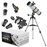 télescope astromaster 130eq-md [Gran apertura de 130 mm]: los espejos primarios recogen un 30 % más de luz que un telescopio de 114 mm, lo que permite obtener imágenes brillantes de nebulosas, galaxias y cúmulos estelares. Ideal para las primeras aventuras en el cielo profundo con toda la familia.
