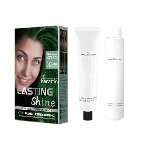 Instant Hair Dye Shampoo, Hair Color, Tinte para el Pelo, Champú Color Tinte Pelo Barba Champu Canas Instantáneo, Cubre Canas, Crema Tinte Coloración Temporal, Para Todos Los Tonos-Dark Night Green