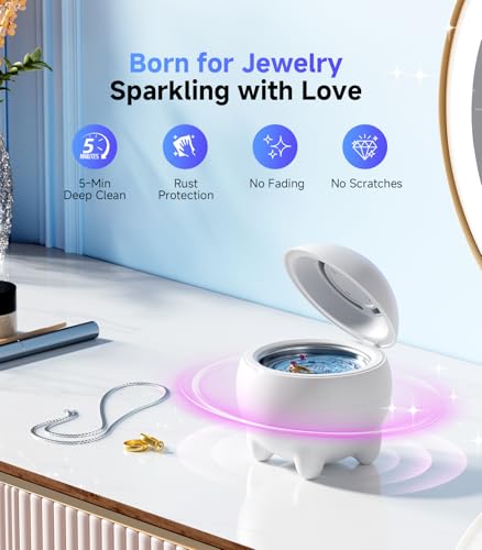 Ultrasonic Jewelry Cleaner Machine, 45KHz Retainer Cleaner Ultrasonic Professional for Dentures, Ring, Earrings Sterling Silver Deep Cleaning with 4 Modes, Timer, Low Noise, 304 Stainless Steel Tank - Image 4