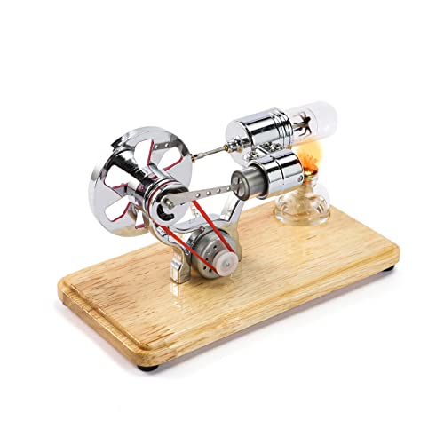 VISLONE Motor Stirling Motor, Kits de Construcción de modelos de Máquinas de Vapor, Mini Motor de Aire Caliente Stirling modelo de Motor generador LED colorido kit Científico