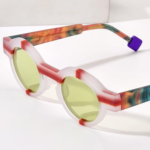 Image of HEPIDEM Matte Acetate Vintage Retro Round Polarized Sunglasses for Women UV400 UV Protection Sun Glasses
