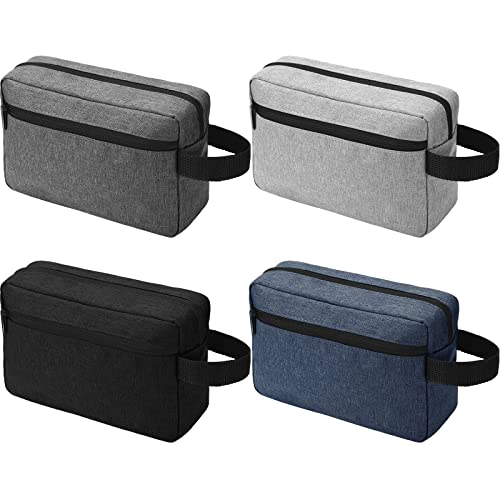 4 Pcs Toiletry Bag Water Resistant Shaving Toiletry Travel Cosmetic Bag for Men Portable Storage for Women Makeup Pouch Organizer with Large Capacity for Toiletries(Dark Color,Plain)
