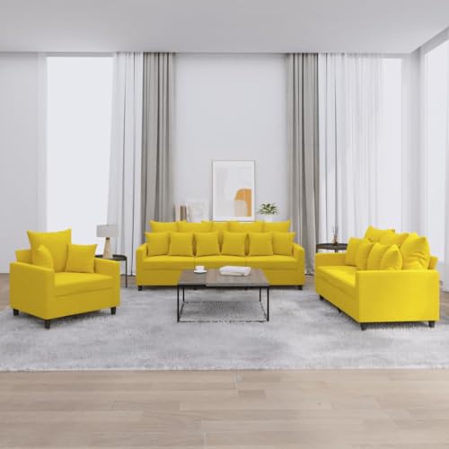 Gecheer Juego de sofás con Cojines 3 Piezas Terciopelo Amarillo,Sofá Chaise Longue Moderno Minimalista Silla Sillón de Asiento Grueso para Dormitorio/Sala de Estar/Apartamento,Type 5