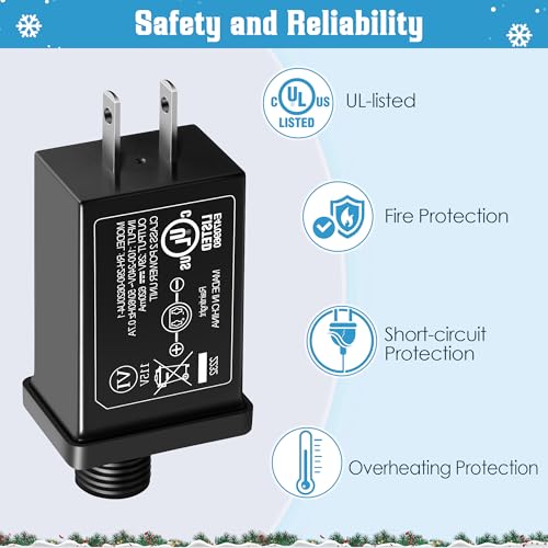 Image of Feekoon 29V 18W Class 2 LED Power Supply Transformer Replacement, Waterproof IP44 US Plug Adapter, Seasonal LED Driver Low Voltage for Christmas Lighting Holiday String Light Outdoor(4 Packs)
