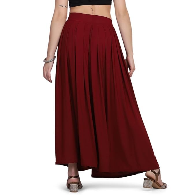 Image of Women's Lyakara Fabrics Solid Pleated Flared Palazzo Pants
