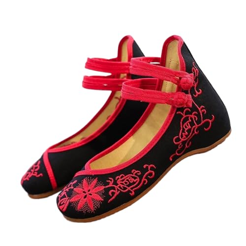 Ballerines brodées en toile noire en taille 39.5 pour vos sorties estivales