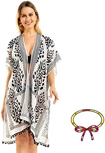 Womens Fashion Sun Summer Kimono Dresses Floral Print Swimsuit Tassel Casual Loose Beach Cover ups Open Front Printed Loose Style Kimonos Casual Bikini Set Swimwear
