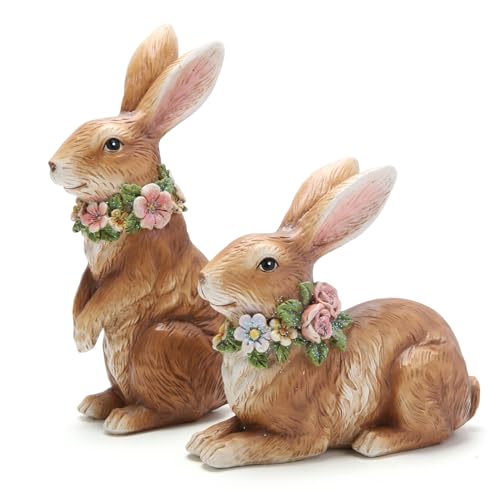 Hodao Spring Garden Patio Bunny Figurine Set (2pcs) The Perfect