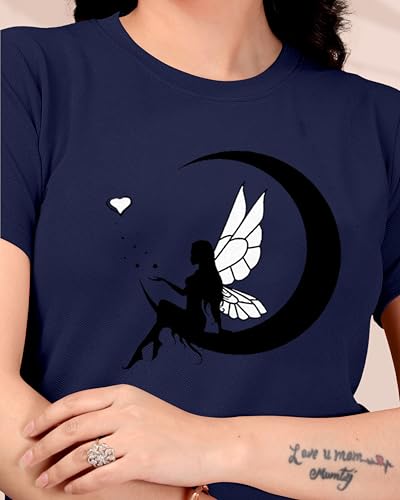 Image of Women Round Neck Printed Cotton Blend Regular Fit T-Shirt
