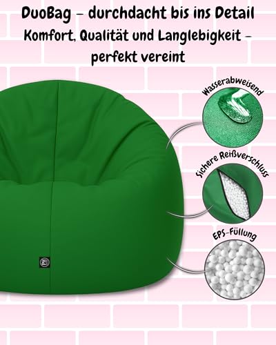 PATCH HOME 2 in 1 Funktion Sitzsack Sessel Bean Bag Sitzsäcke Gaming mit Reißverschluss bereits befüllt - Ø 125cm - Grün – Ansicht 5