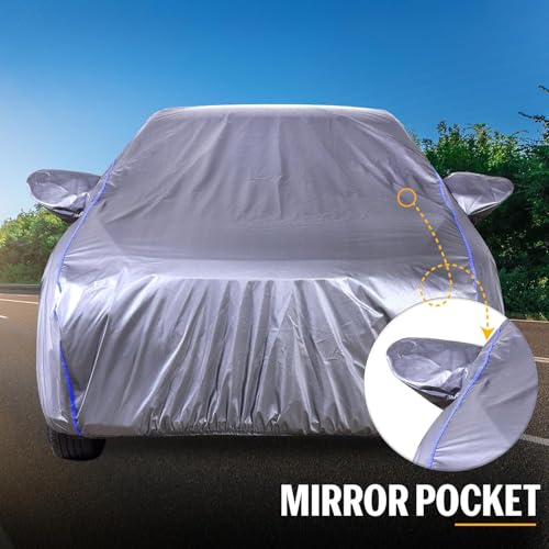 Image of Autofact 100% Waterproof Car Body Cover for Victoris | Dustproof UV & Sun Protection Windproof with Straps & Buckles, Triple Stitched with Soft Cotton Lining, Mirror Pockets & Heat-Resistant Fabric