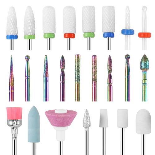24 stuks nagelboren, keramische nagelvijlen voor acryl- en gelnagels, nagelboren accessoires, nagelriemboor voor manicure pedicure