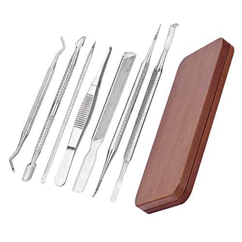 Bcabo Premium 7Pcs/Set Stainless Steel Ingrown Toenail File and Lifter Double Sided Ingrown Toenail Care Set