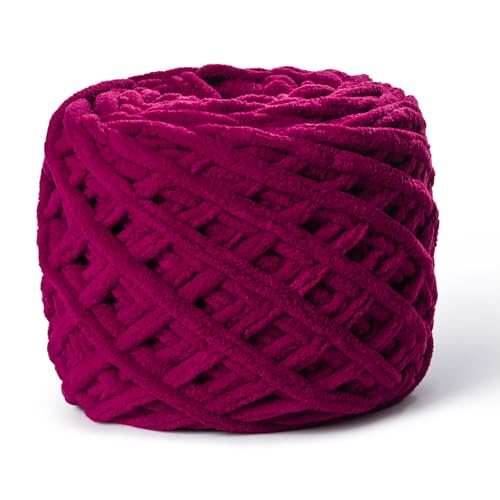 Image of Fluffy Chenille Chunky Yarn for Crocheting 100g(65.6yd) - Baby Yarn for Crocheting Soft - Velvet Yarns for Crochet Blanket - Amigurumi Crochet Yarns (Angola red)
