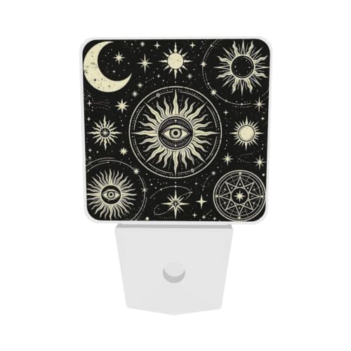 Image of Sun Moon Stars LED Plug-in Night Light 2 Piece Set for Bathroom
