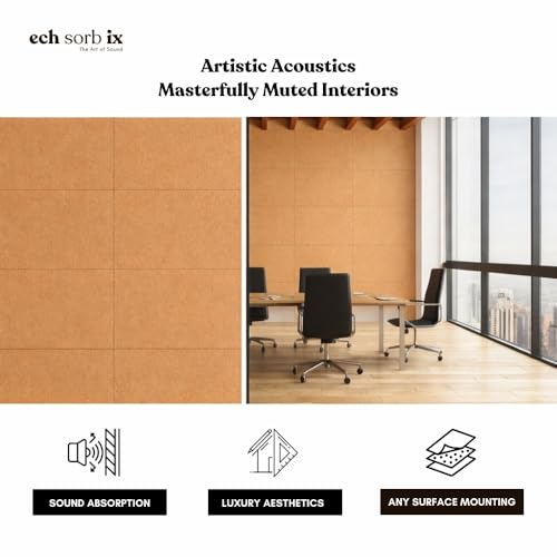 Image of MMT Acoustix Premium Felt Acoustic Panels for Offices, Bedrooms & Studios | Sustainable PET Felt Panels for Echo Reduction & Sound Absorption | 1x1 ft, 9mm Thick | Camel - Pack of 16