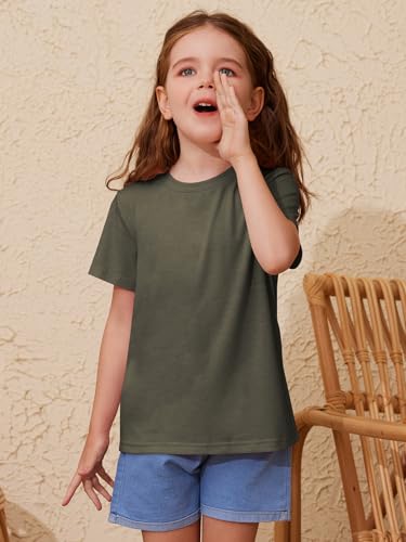 Image of ZDC Girls' Short Sleeve Shirts Kids Crewneck T-Shirts Summer Tops Basic Tees 5-14 Years