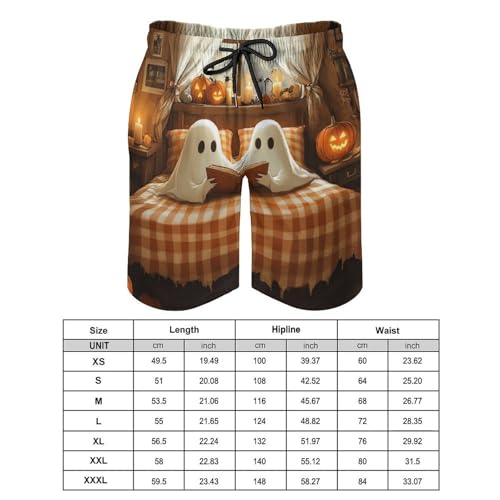 Ghost Reading Book Men's Swim Trunks Quick Dry Board Shorts Hawaiian Beach Shorts With Pocket2