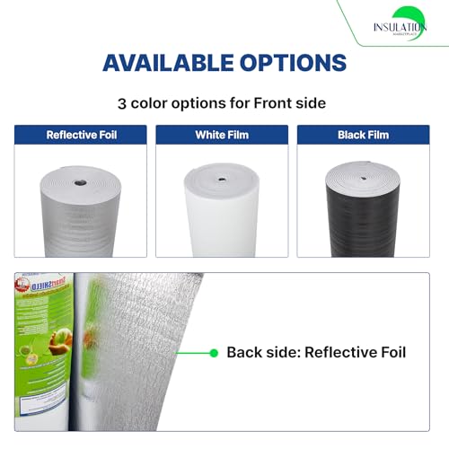 SmartSHIELD -10mm 48" x 50ft R20 Reflective Insulation roll, Foam Core Radiant Barrier, Thermal Insulation Shield - White / FOIL