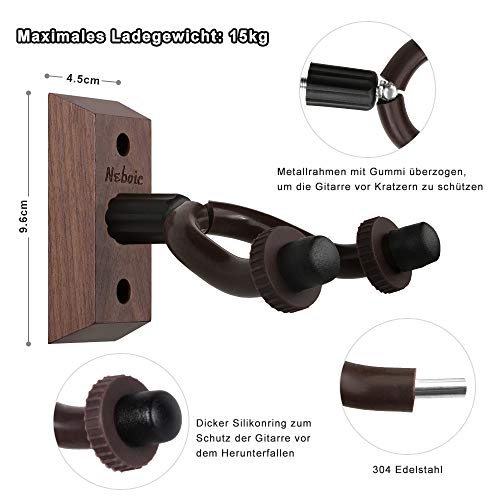 Lot de 2 supports muraux pour guitare, Support mural pour guitare en bois dur Neboic, Crochet de guitare en noyer noir… - Les Beatles, Paul McCartney, John Lennon, RIngo Starr, George Harrison Lot de 2 supports muraux pour guitare, Support mural pour guitare en bois dur Neboic, Crochet de guitare en noyer noir… – Image 4