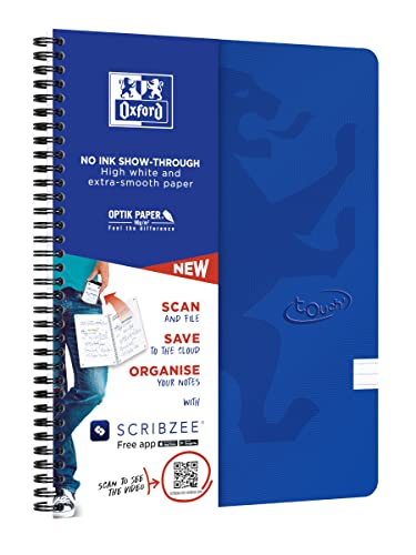 Oxford Touch Notebook A4+ Ruled 7mm Soft Touch Cover Double Spiral 180 Pages, 5 Pcs, bule - Image 2