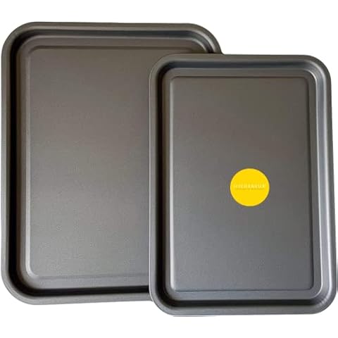 2-Pack - Essentials 38cm & 35cm Baking Tray Set Tray/Pan, Non-Stick, Multi-Pack Set Oven Trays - Dishwasher Safe and Easy Clean by KITCHENEUR® Cover