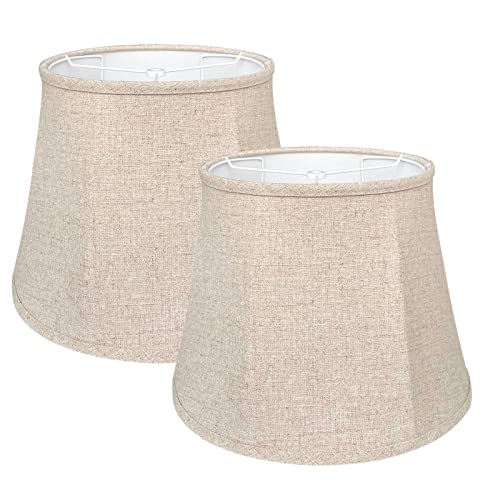 Double TOOTOO STAR Brown Lamp Shade Set of 2, Large Drum 10x14x10.5 in