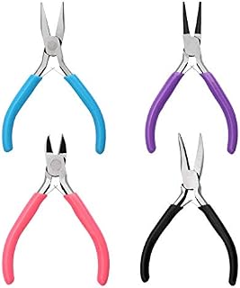 4PCS Jewellery Pliers Set, Beading Pliers Set 4 in 1 Jewellery Pliers and Cutters, Jewelry Pliers for Eye Pins, Mini Pliers for Jewellery Making, DIY Handmade Crafts