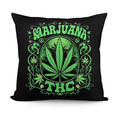 LGHKLVXPZE 18x18 Trippy Weed Leaf Pillow Cover