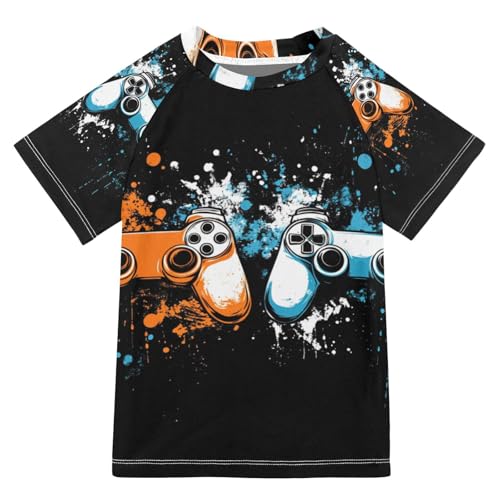 Jucciaco Boys Swing Shirts Video Game Graffiti Player Rashguard Short Sleeve Kids T-Shirts Sun UPF 50+ Multicoloured