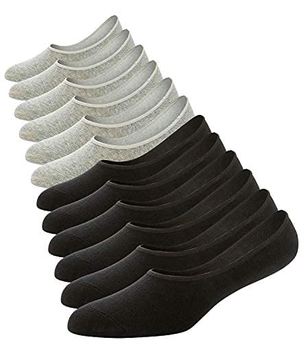 Image of Santosh Enterprises Unisex Ankle Socks No Show Socks, Loafer Sneakers Low Cut Cotton Black Grey Socks With Non Slip Grips (Free Size)