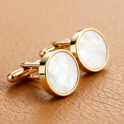 Set de Mancuernas para Hombre en Cobre Dorado con Nácar miniatura 2