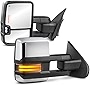 MOSTPLUS Power Heated Towing Mirrors Compatible for Chevy Silverado GMC Serria 2014-2018 w/Sequential Turn light, Parking Lamp, Running Light (Set of 2) Not for diesel truck (Chrome)