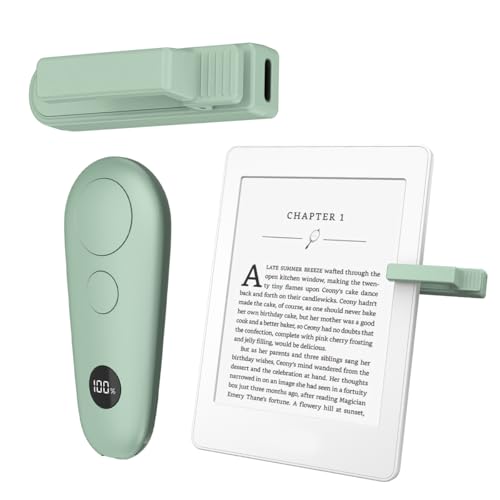 UNIBITRI RF Remote Control Page Turner for Kindle Paperwhite Kobo eReaders, Remote Page Turner for Phone iPad iOS Android Tablets Taking Reading Novels Taking Accessories,Green