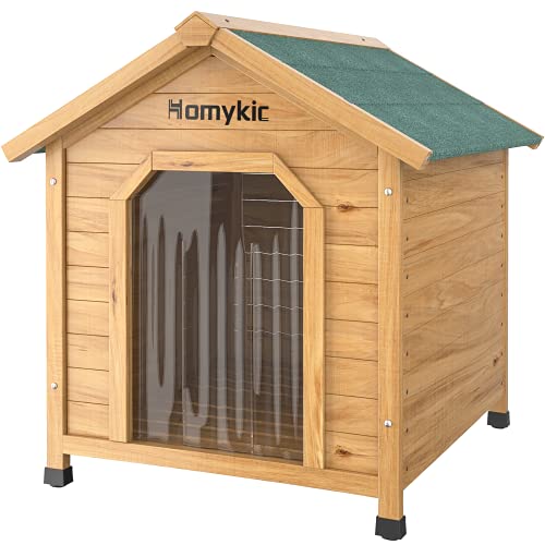 Homykic outdoor dog house wooden, pet fir wood kennel doghouse lo…