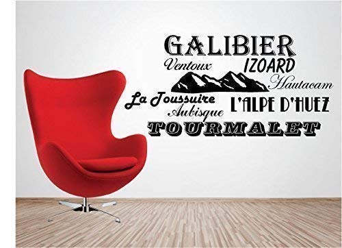 Online Design Frase Pared Vinilo Pegatina Adhesivo “Ciclismo Montañas” Bicicletas Montañas Pyrenees Alps Francia - Negro