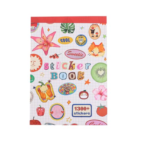 Cosblisvia Accessoires de Scrapbooking Livre de Stickers pour Adultes Livre de Stickers A5 1300+ Stickers pour Adolescents étudiants Adultes pour journaling Agenda Cartes DIY