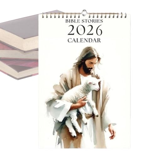 Calendario 2026 | Planificador cristiano | Decoración de pared de Jesús con ovejas para la iglesia doméstica