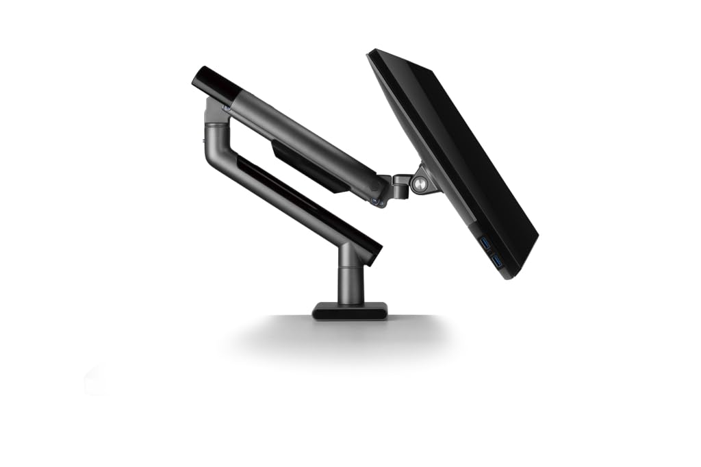 POUT E12 Ultrawide Monitor Arm Mount – Adjustable Full Motion Desk Stand for 17’’-32’’ Displays, Supports 4-22lbs, VESA 75x75mm & 100x100mm (Grey/Black)