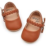 HONGTEYA Infant Baby Girls Mary Jane Flats Non Slip for Toddler First Walkers Soft Sole PU Leather Crib Shoes Sneaker Wedding Party Christmas Princess Dress Shoes Baby Moccasins Girls